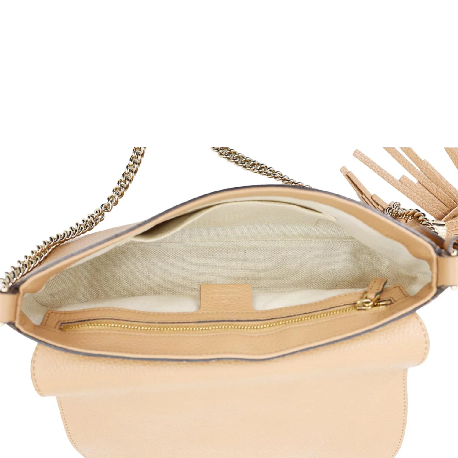 GUCCI Soho Flap Leather Chain Crossbody Bag Beige 536224 - Image 12
