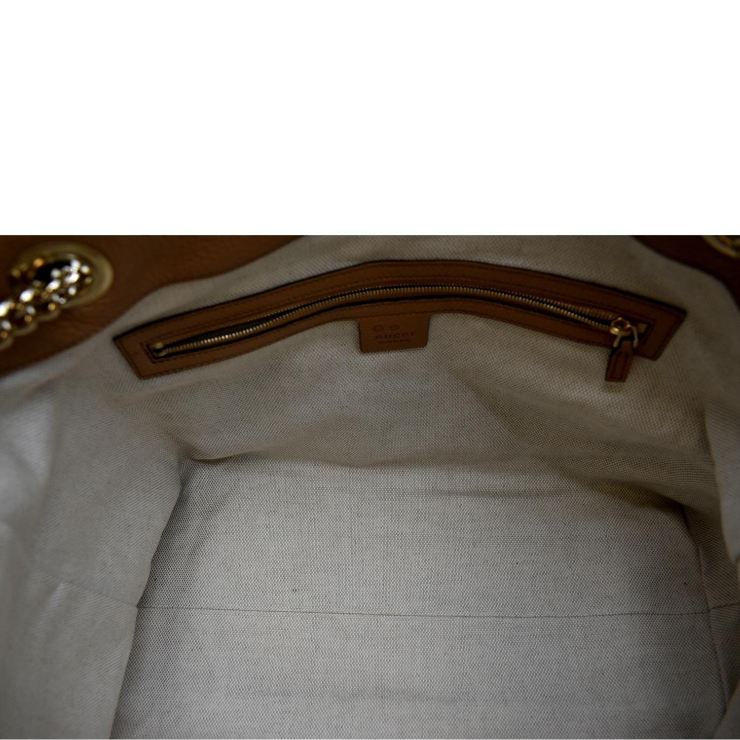 GUCCI Medium Soho Chain Pebbled Leather Tote Bag Beige 536196 - Image 10