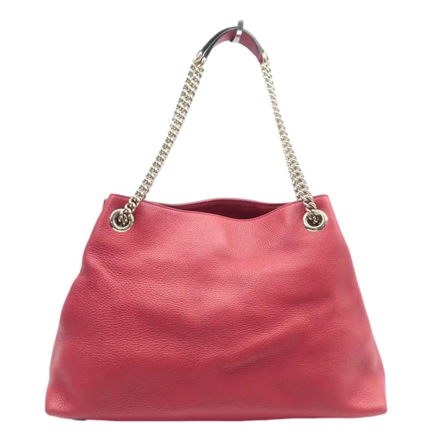 GUCCI Soho Pebbled Leather Chain Shoulder Bag Red 308982 - Image 2