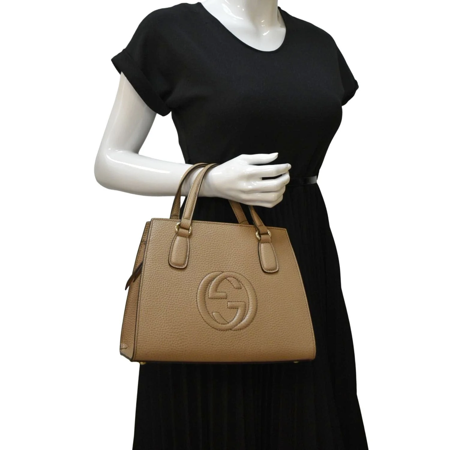 GUCCI Soho Leather Top Handle Hobo Bag Beige 607722 - Image 2