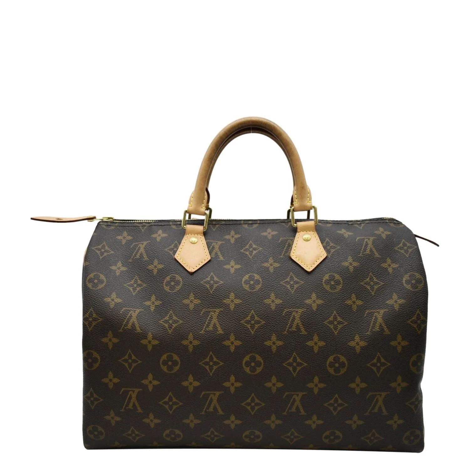 LOUIS VUITTON Speedy 35 Monogram Canvas Satchel Bag Brown - Image 4