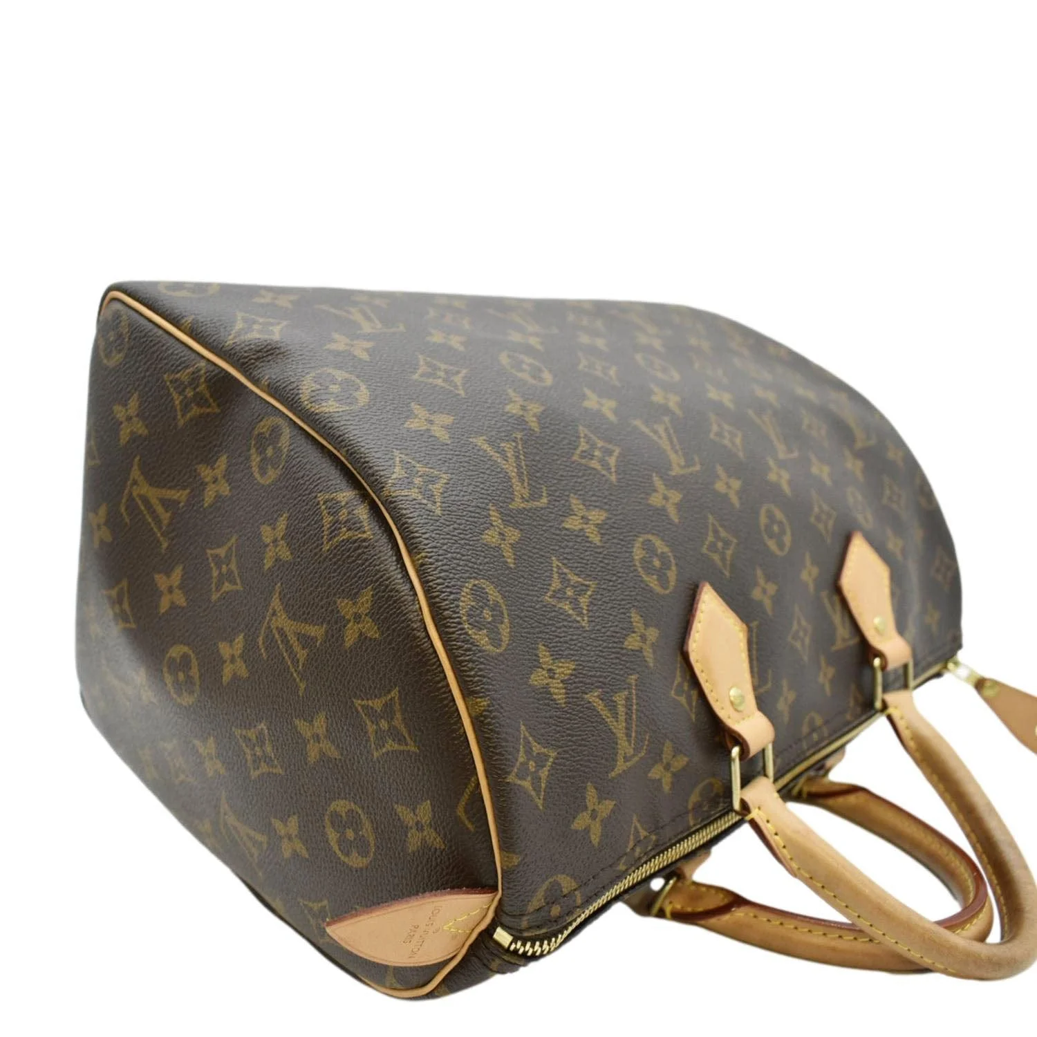 LOUIS VUITTON Speedy 35 Monogram Canvas Satchel Bag Brown - Image 6