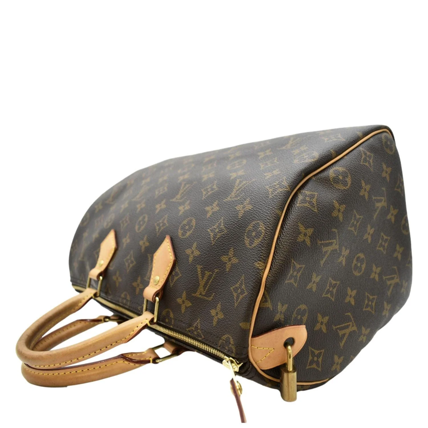 LOUIS VUITTON Speedy 35 Monogram Canvas Satchel Bag Brown - Image 7