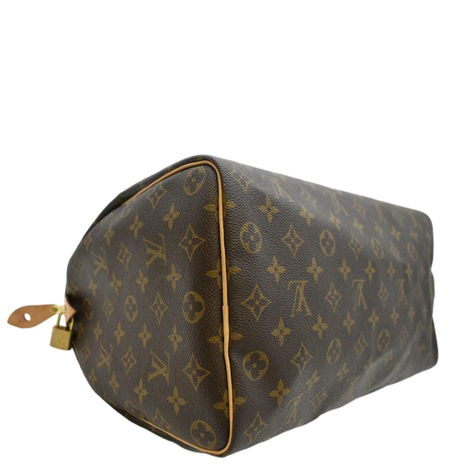 LOUIS VUITTON Speedy 35 Monogram Canvas Satchel Bag Brown - Image 8