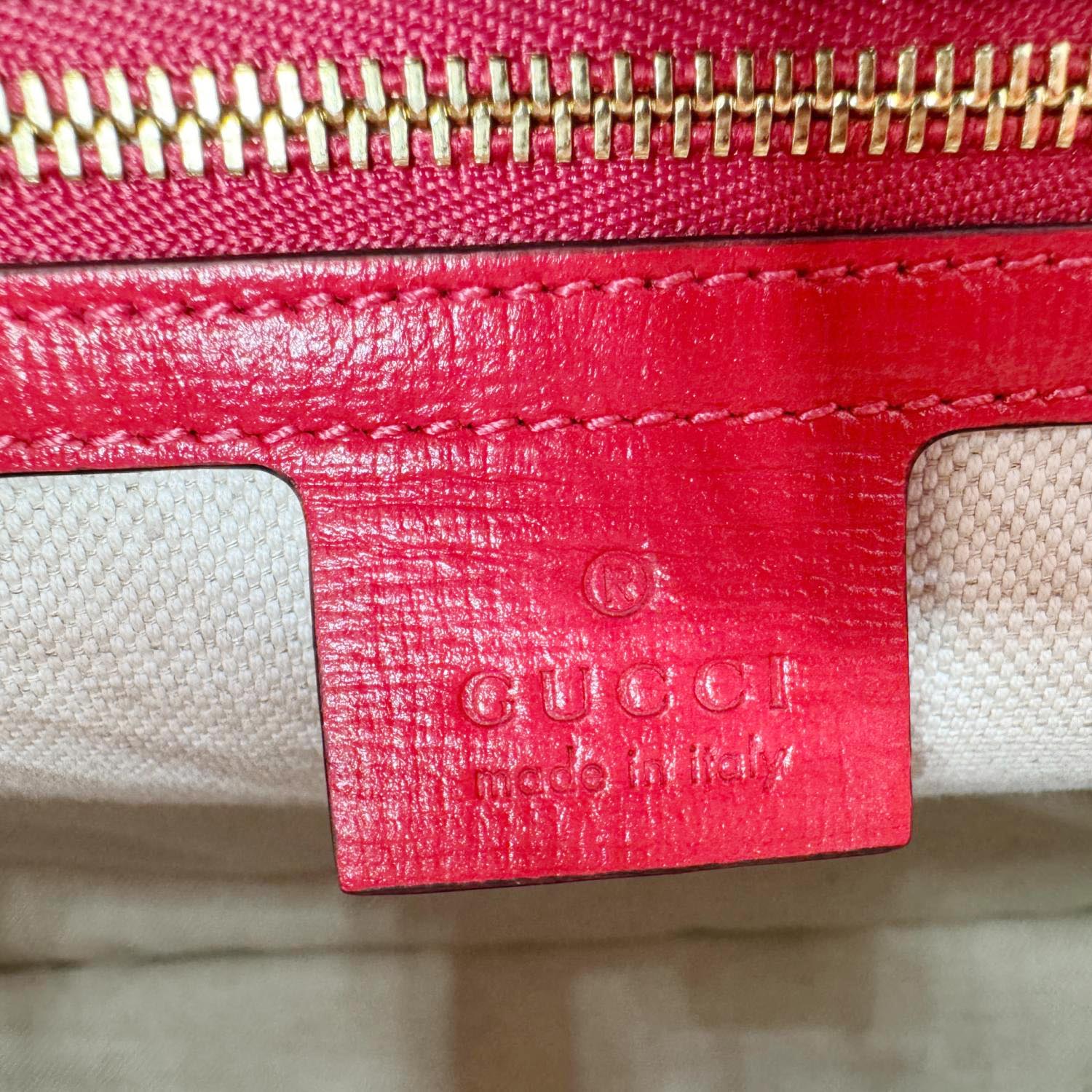 GUCCI Horsebit 1955 Medium Raffia Leather Tote Bag Red 623694 - Image 13