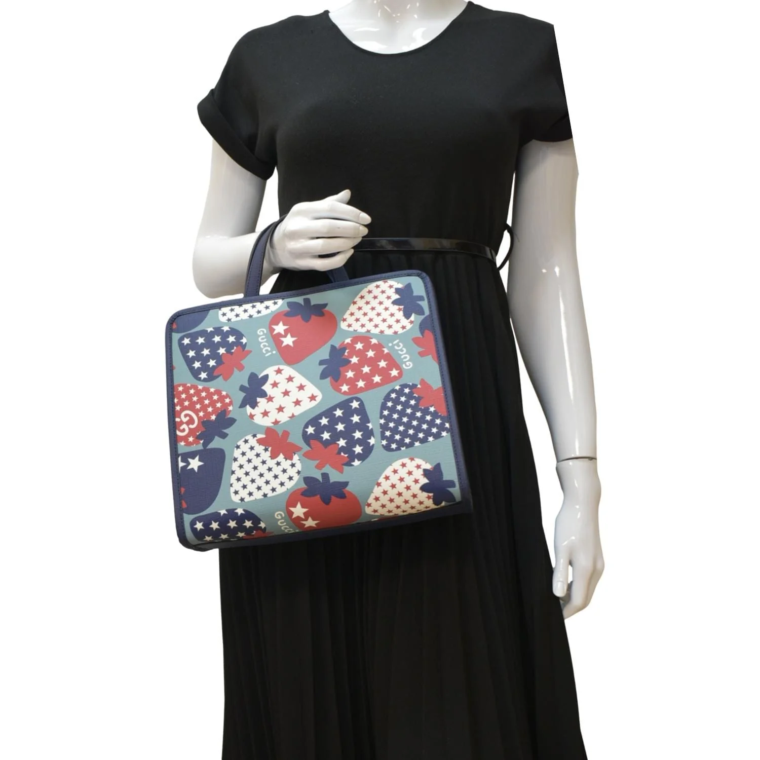 GUCCI Children's Strawberry Star Canvas Tote Bag Blue 605614 - Image 2