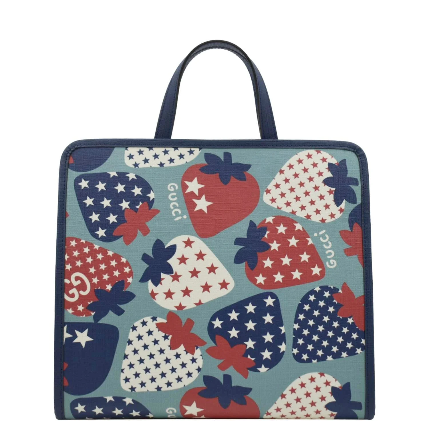 GUCCI Children's Strawberry Star Canvas Tote Bag Blue 605614 - Image 4