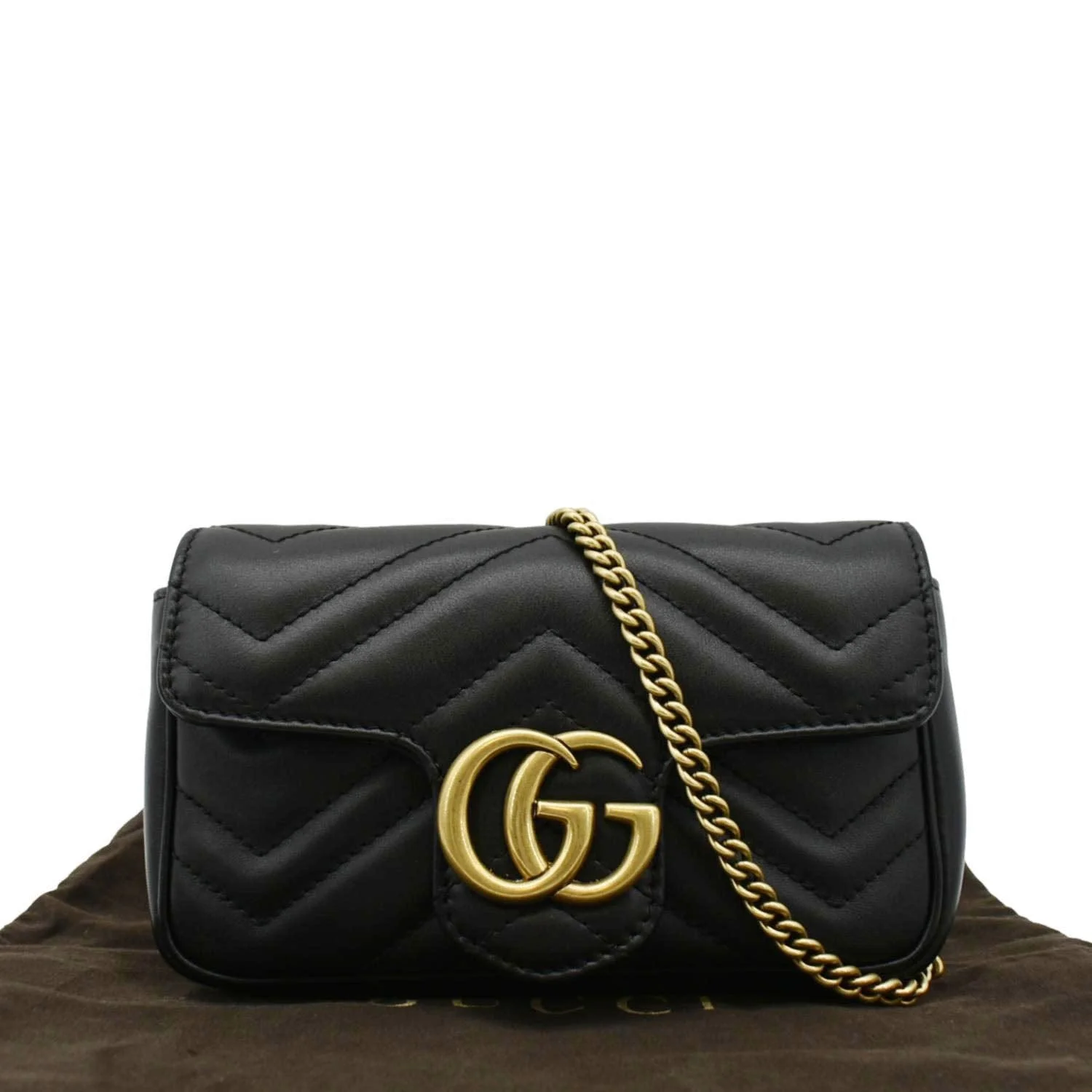 GUCCI GG Marmont Super Mini Matelasse Leather Crossbody Bag Black 476433 - Image 3
