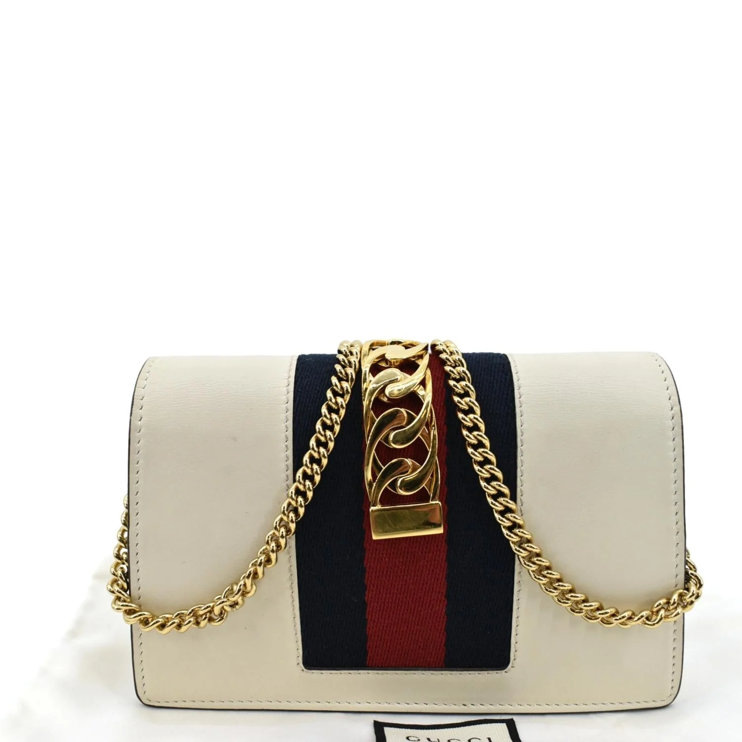 GUCCI Sylvie Super Mini Leather Crossbody Bag White 494646 - Image 3