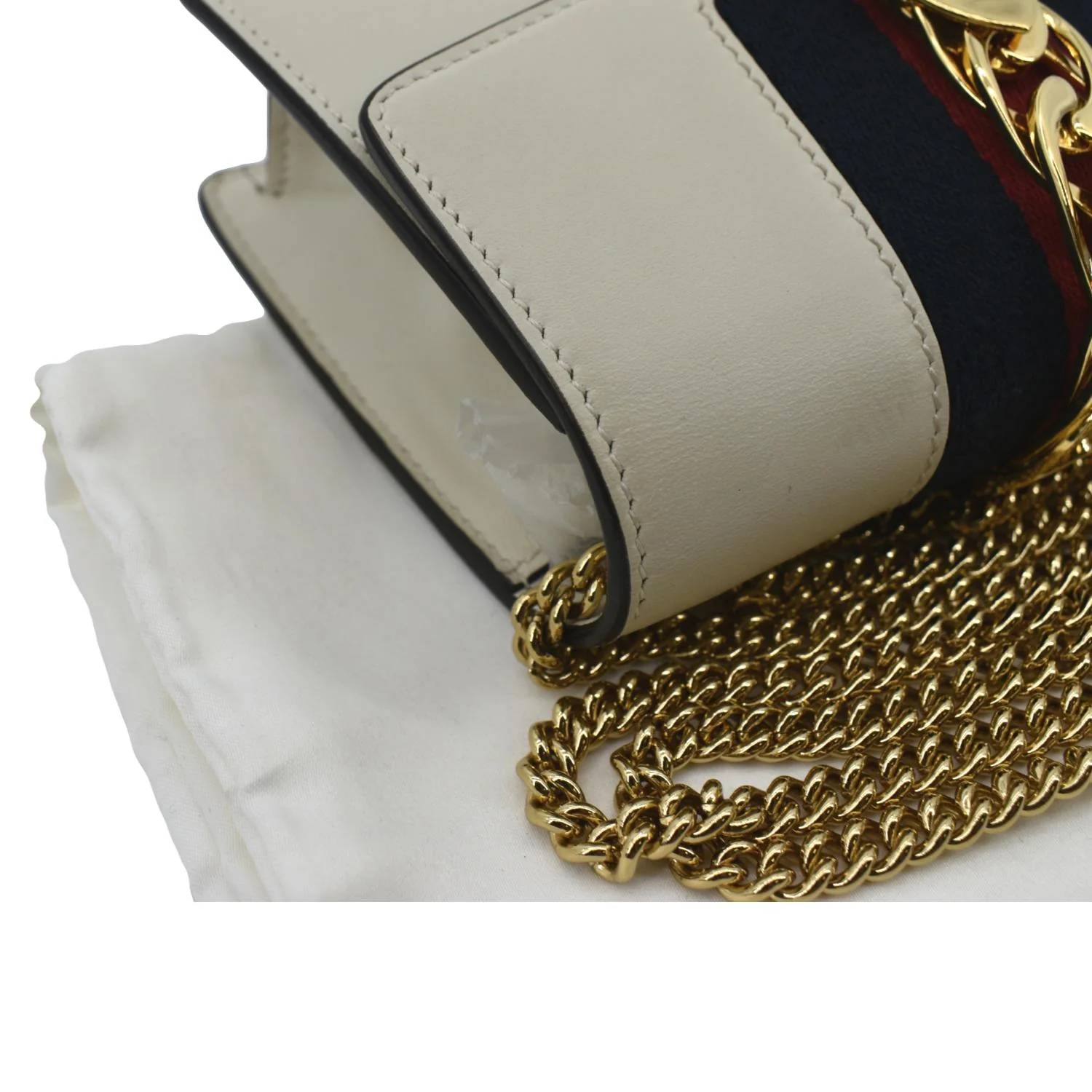 GUCCI Sylvie Super Mini Leather Crossbody Bag White 494646 - Image 5