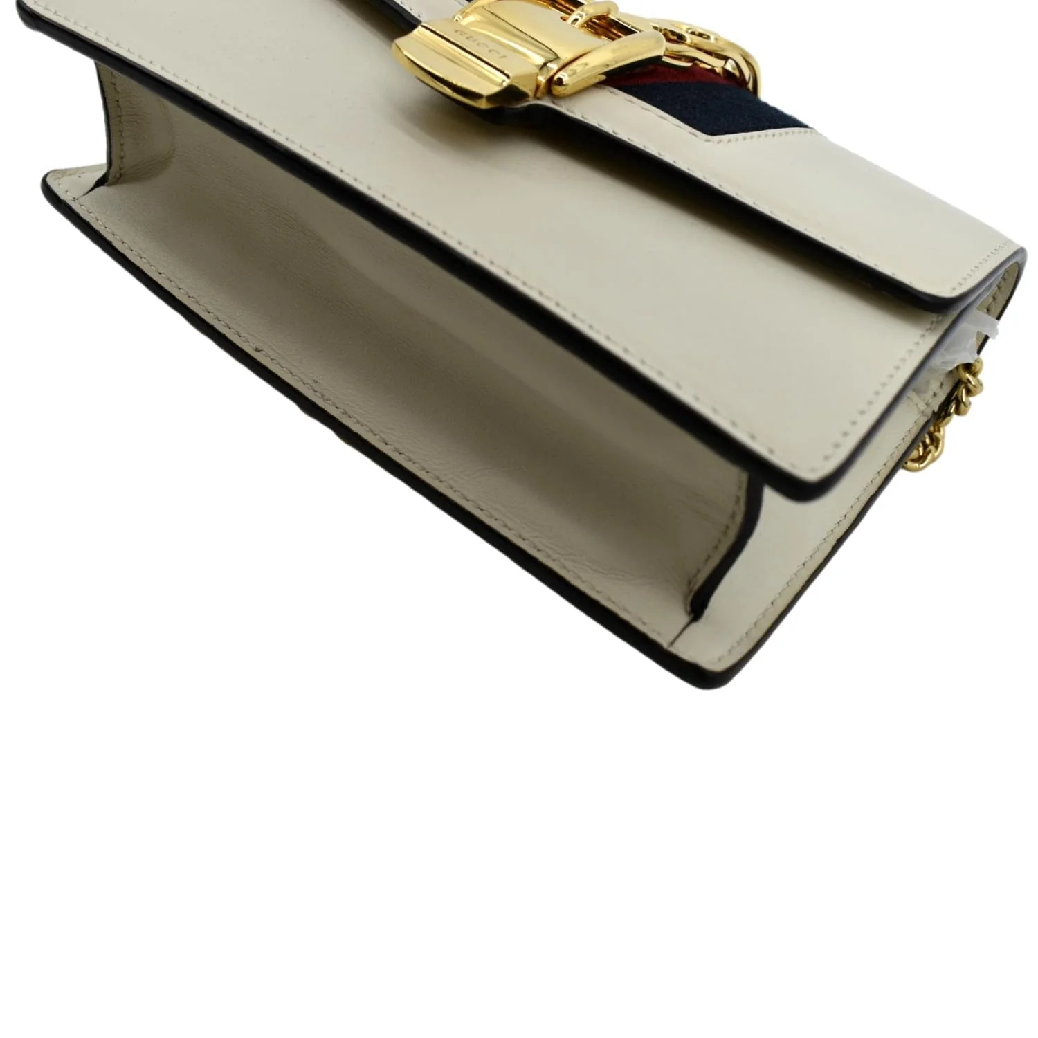 GUCCI Sylvie Super Mini Leather Crossbody Bag White 494646 - Image 8