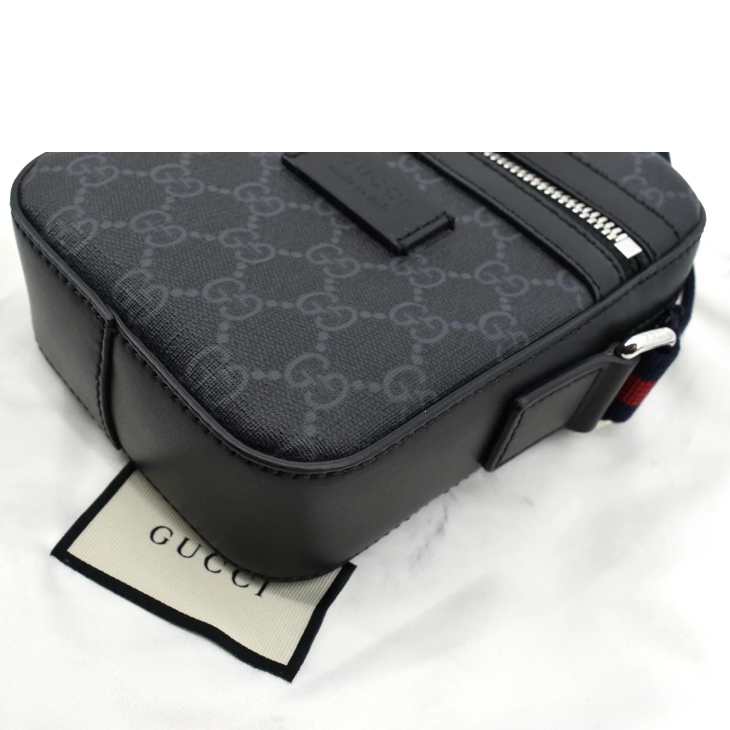 GUCCI GG Supreme Monogram Canvas Web Messenger Bag Black 598103 - Image 9