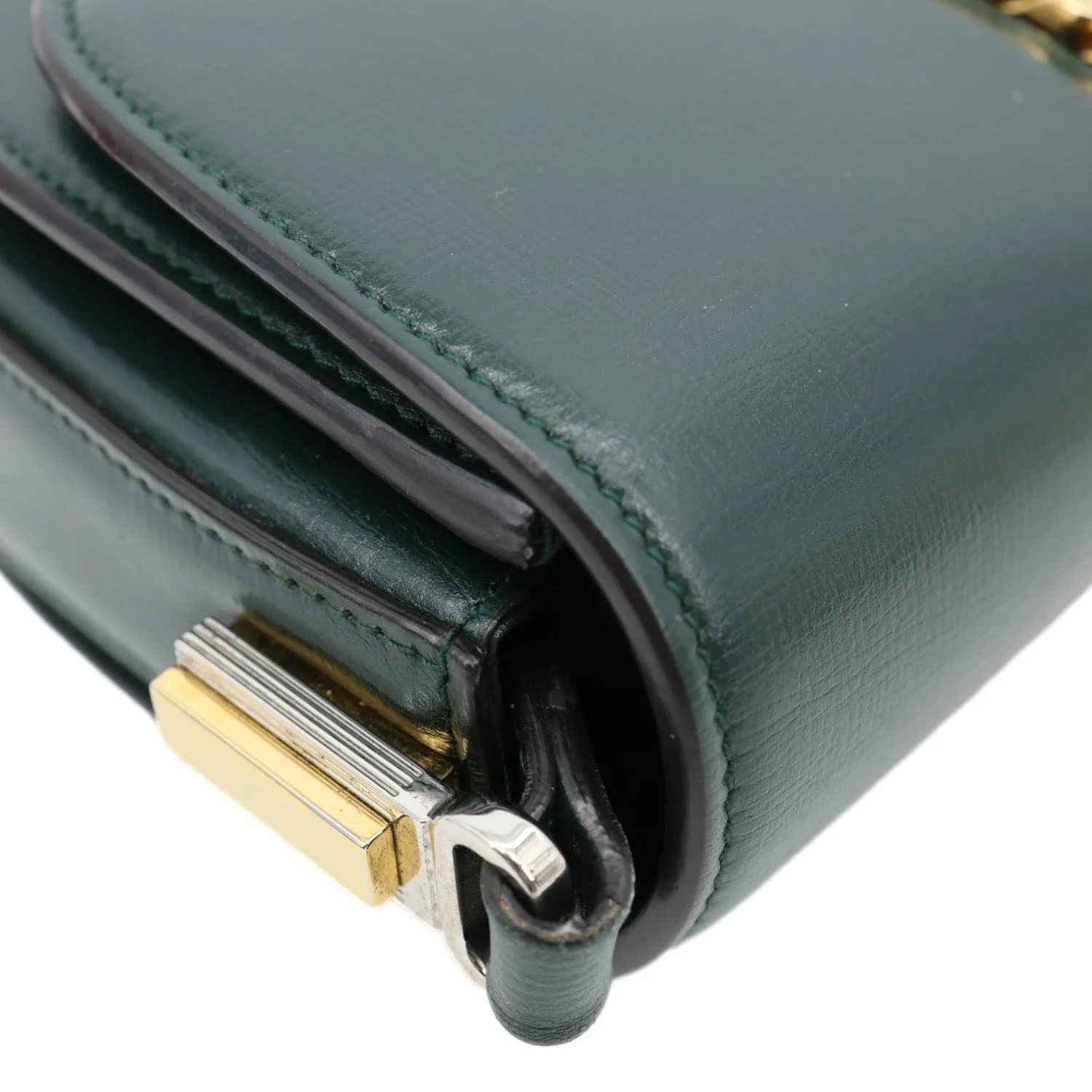 GUCCI Sylvie 1969 Mini Leather Shoulder Bag Green 615965 - Image 7