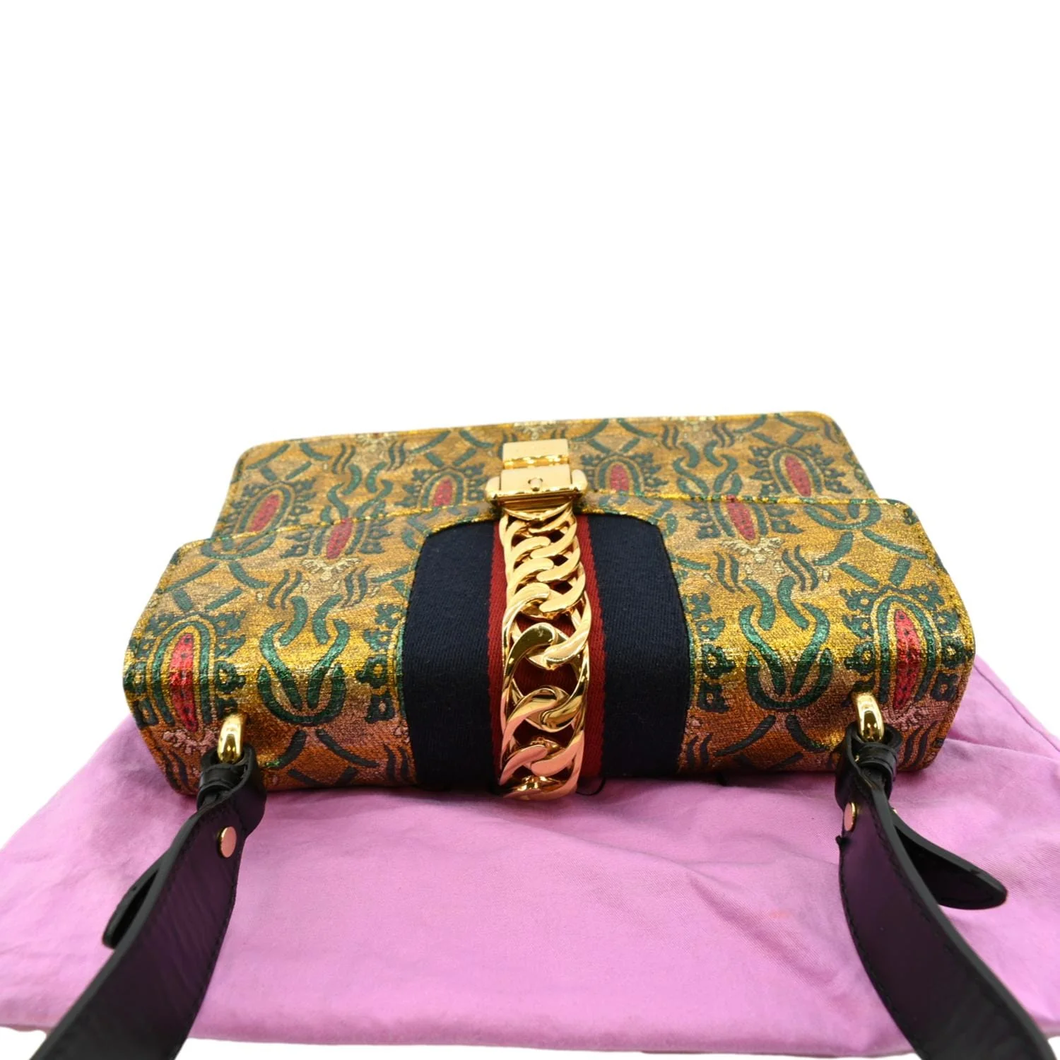 GUCCI Sylvie Small Metallic Jacquard Shoulder Bag Multicolor 421882 - Image 4