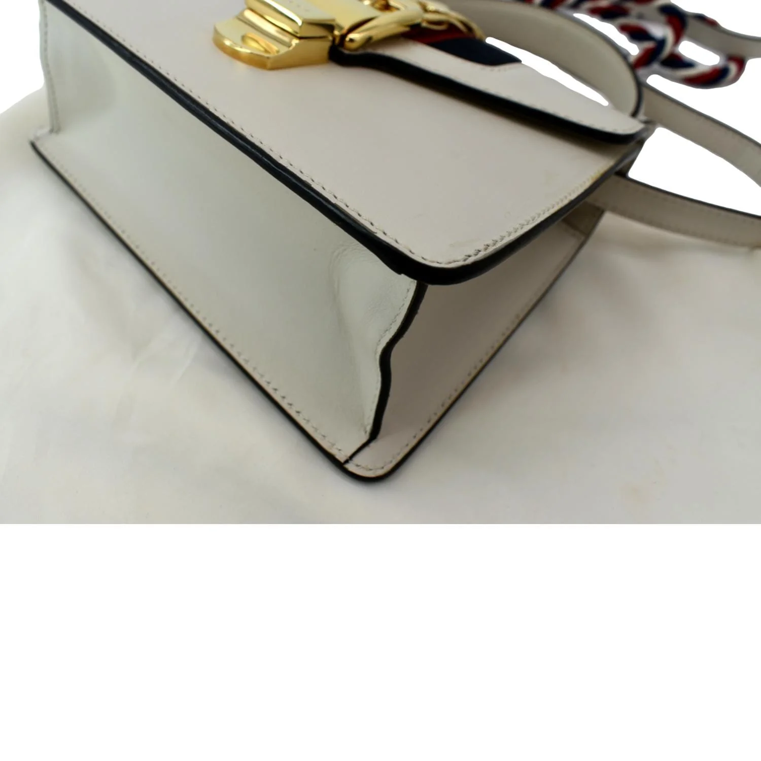 GUCCI Sylvie Mini Leather Top Handle Crossbody Bag White 470270 - Image 8