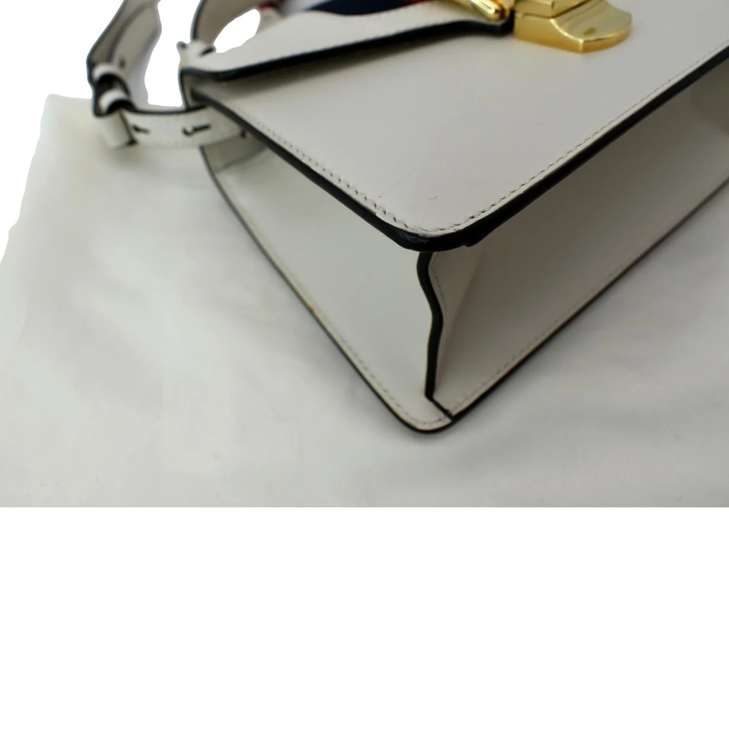 GUCCI Sylvie Mini Leather Top Handle Crossbody Bag White 470270 - Image 9