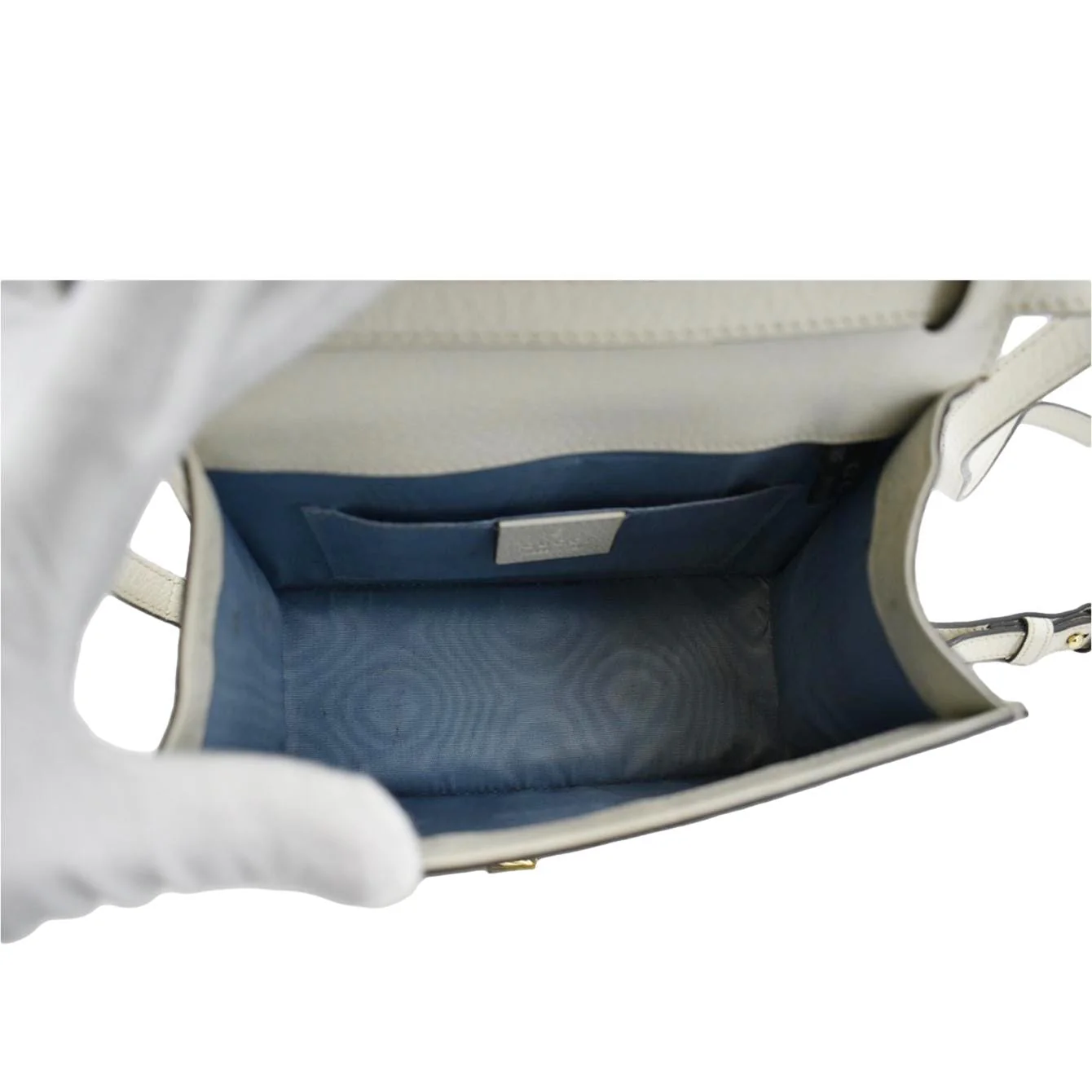 GUCCI Sylvie Mini Bee Star Leather Crossbody Bag Off White 470270 - Image 10