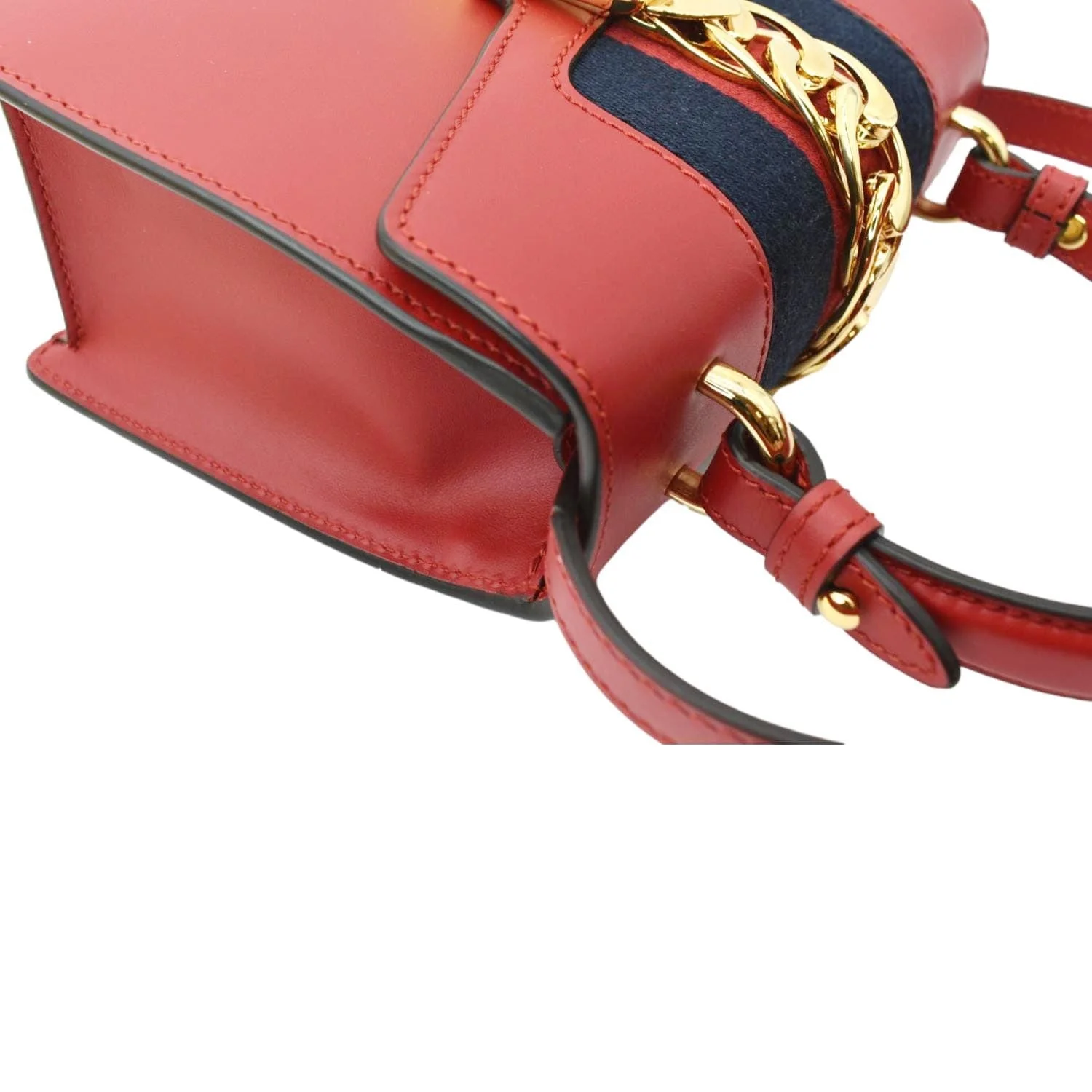 GUCCI Sylvie Mini Leather Top Handle Crossbody Bag Hibiscus Red 470270 - Image 6