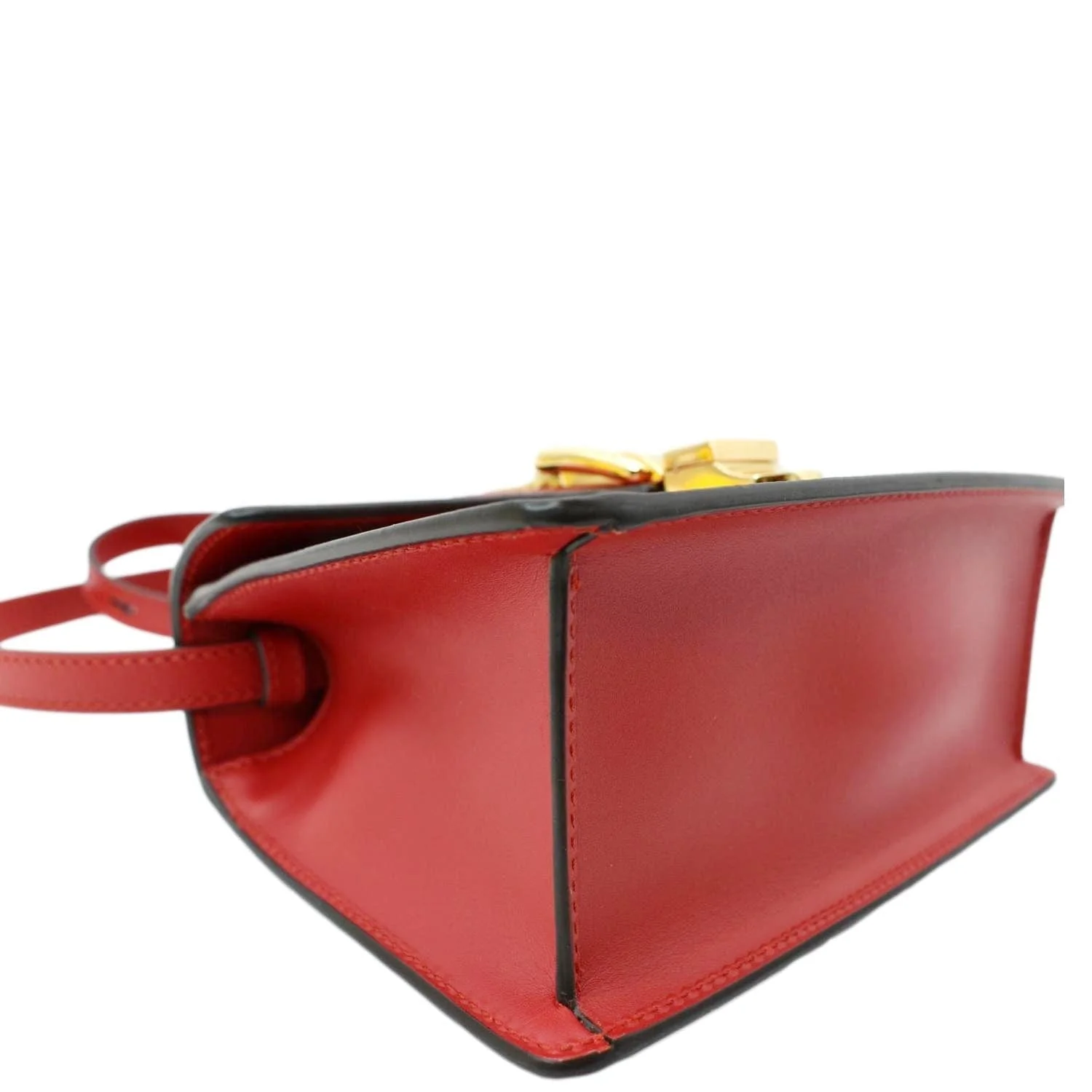 GUCCI Sylvie Mini Leather Top Handle Crossbody Bag Hibiscus Red 470270 - Image 9