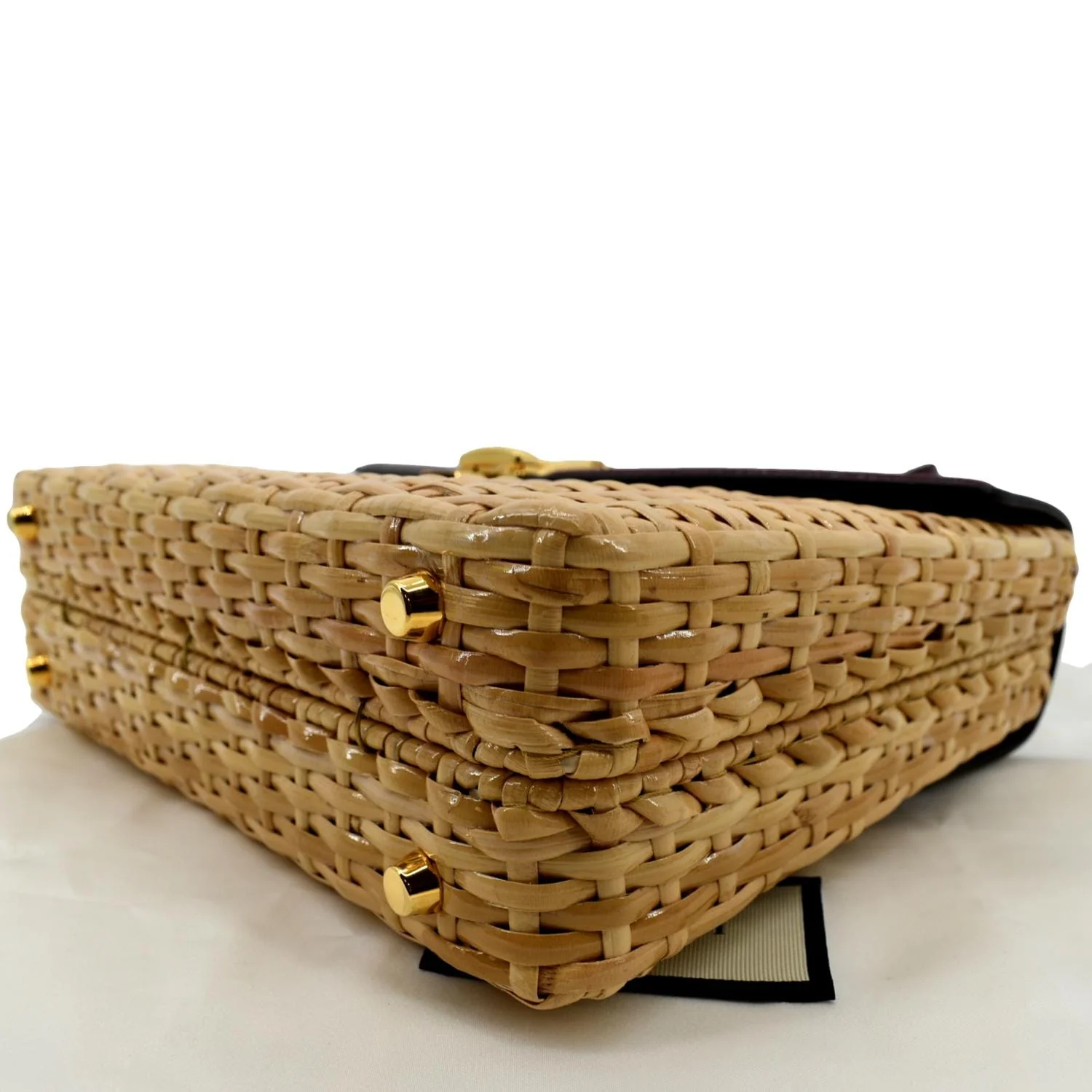 GUCCI Sylvie Wicker Leather Shoulder Bag Beige - Image 7