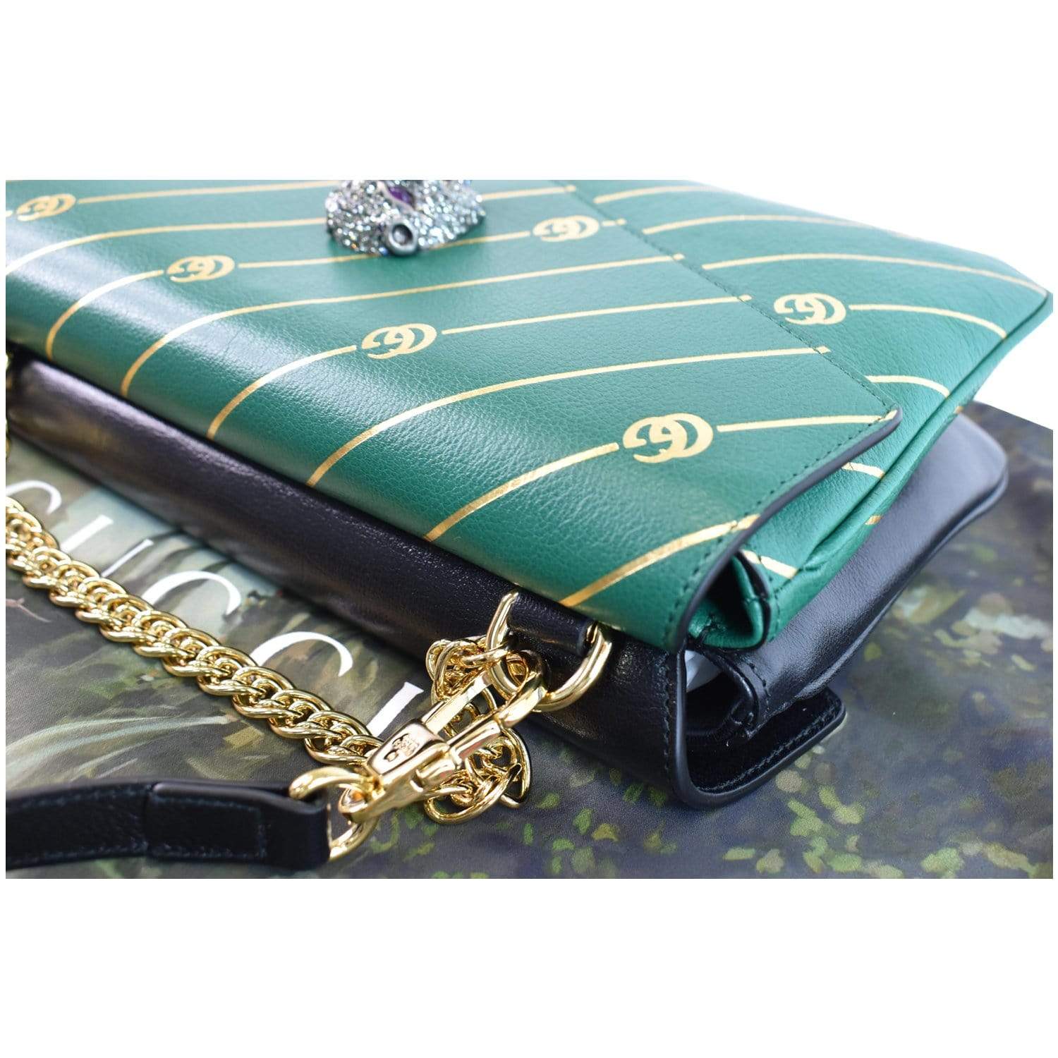 GUCCI Thiara Medium Double Smooth Leather Shoulder Bag Green/Black 524822 - Image 7