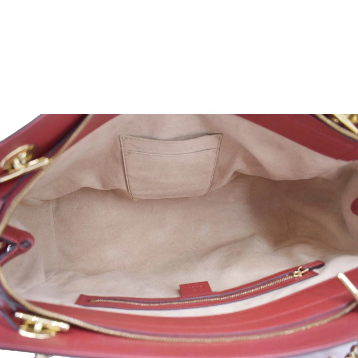 GUCCI Large Soft Signature Leather Chain Shoulder Tote Bag Red 453771 - Image 10