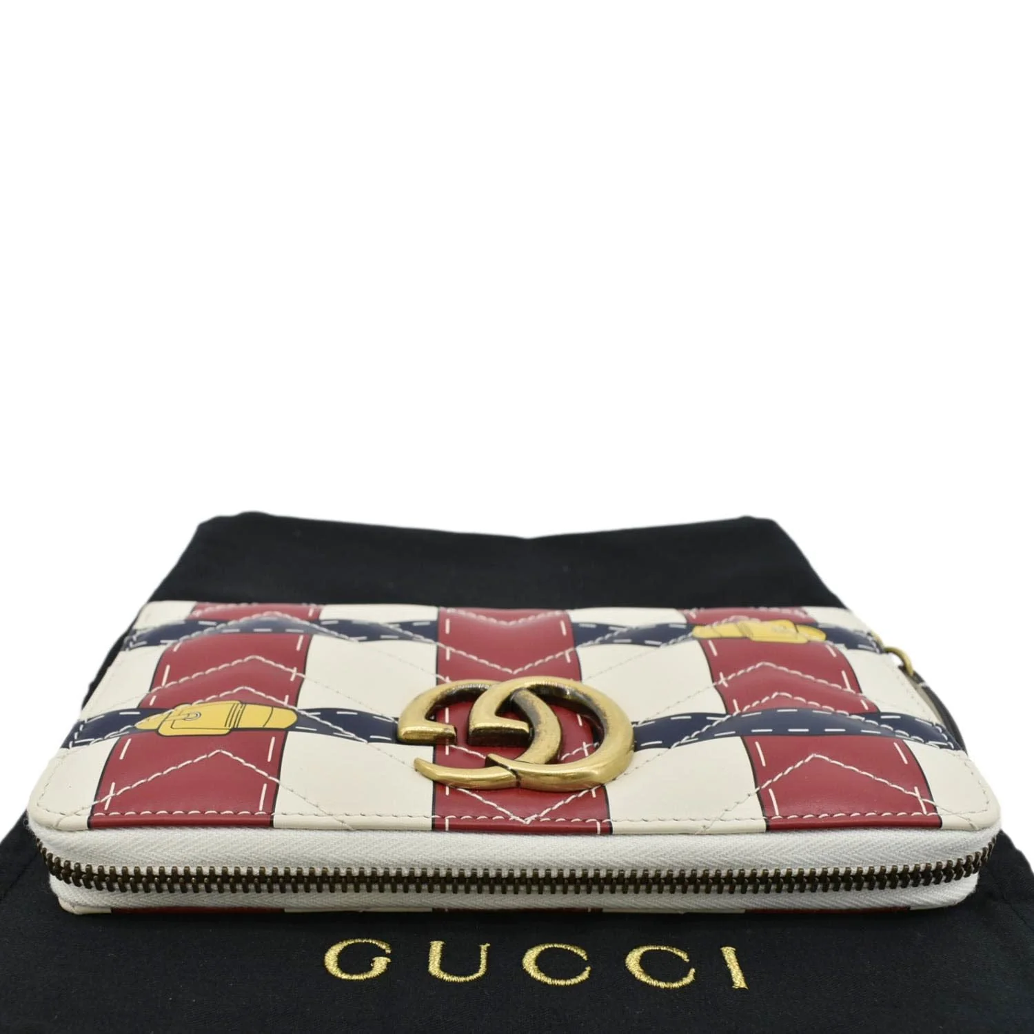 GUCCI GG Marmont Trompe L'Oeil Print Matelasse Leather Zip Around Wallet Multicolor 466490 - Image 9