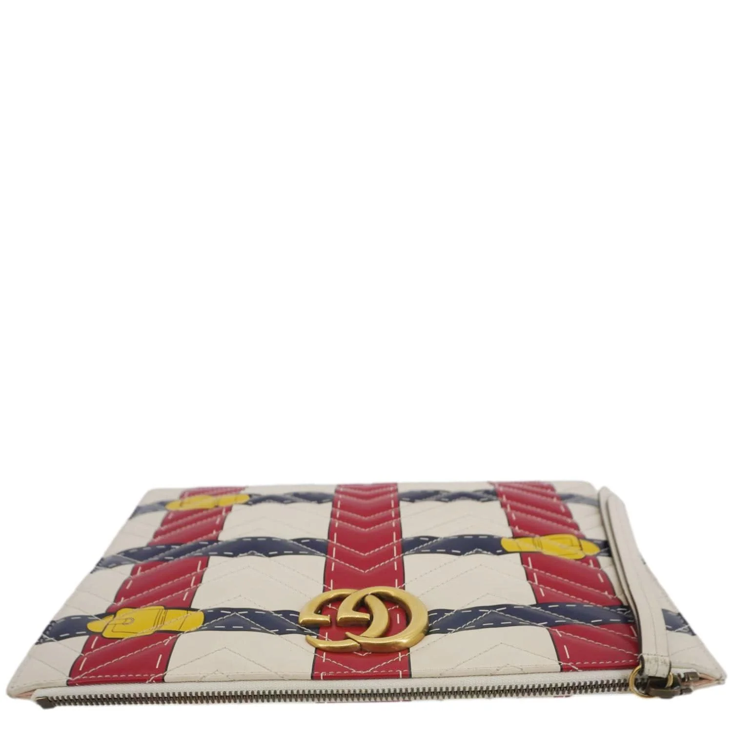 GUCCI GG Marmont Trompe L'Oeil Print Matelasse Leather Pouch Multicolor 466489 - Image 4