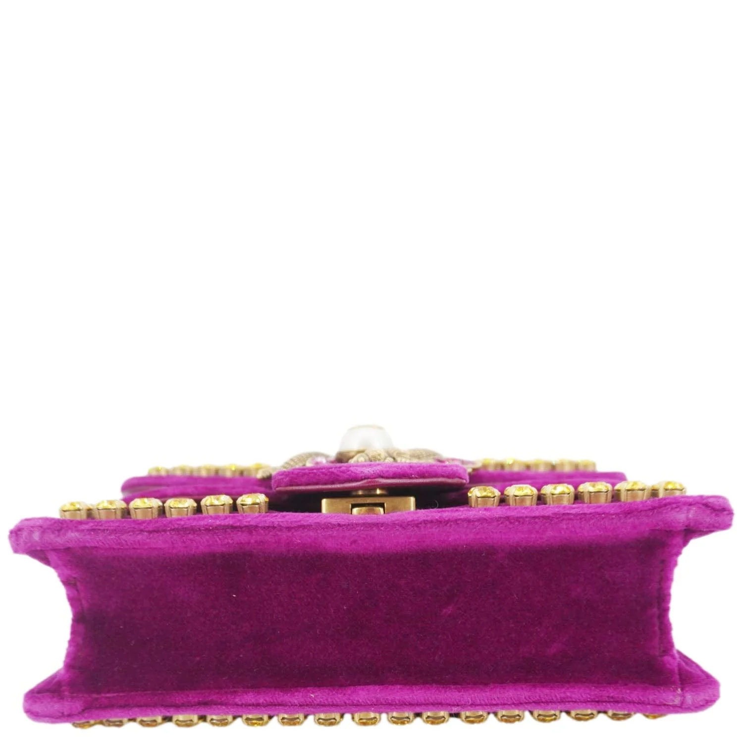 GUCCI Broadway Crystal Bee Mini Velvet Shoulder Bag Raspberry Rose 489218 - Image 11
