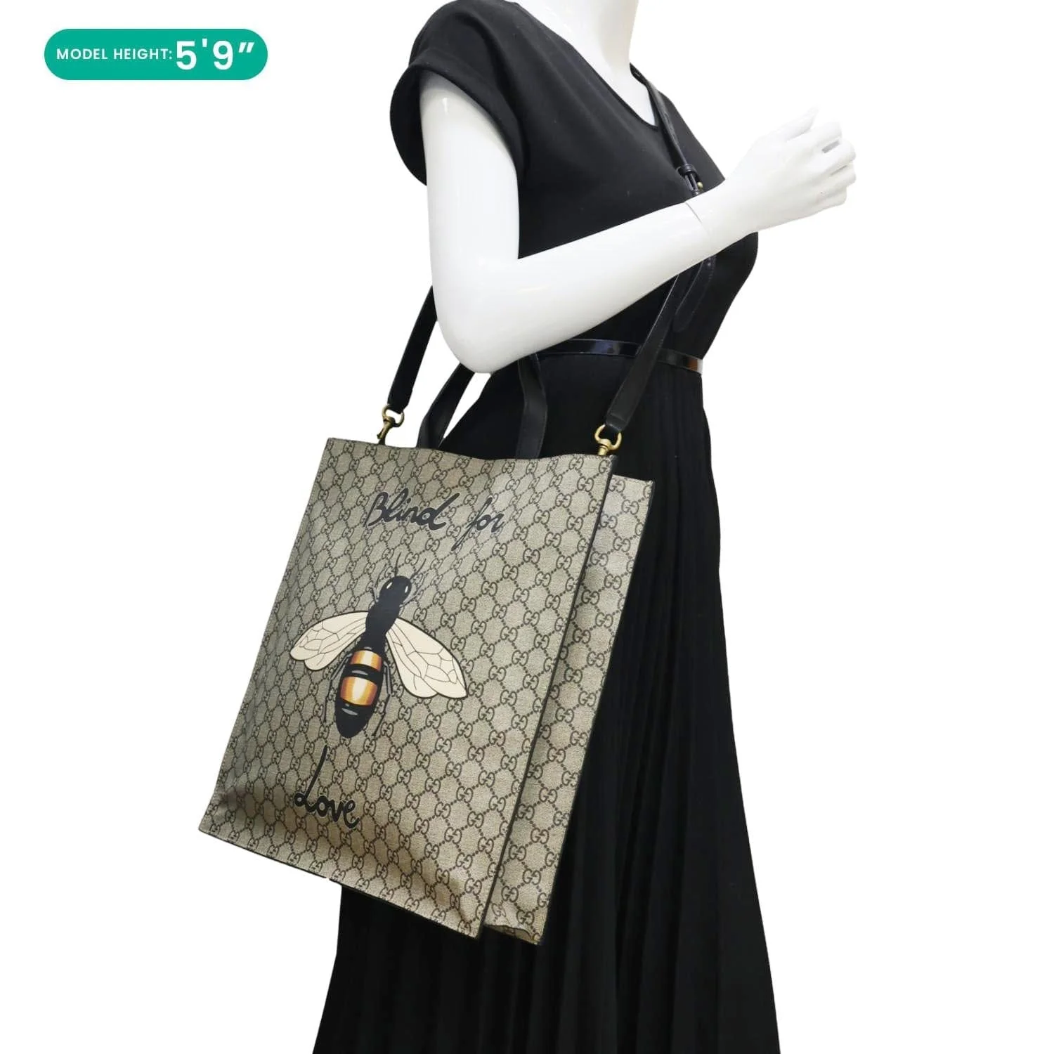 GUCCI Bee Blind For Love Print Soft GG Supreme Canvas Vertical Tote Bag Beige 450950 - Image 2