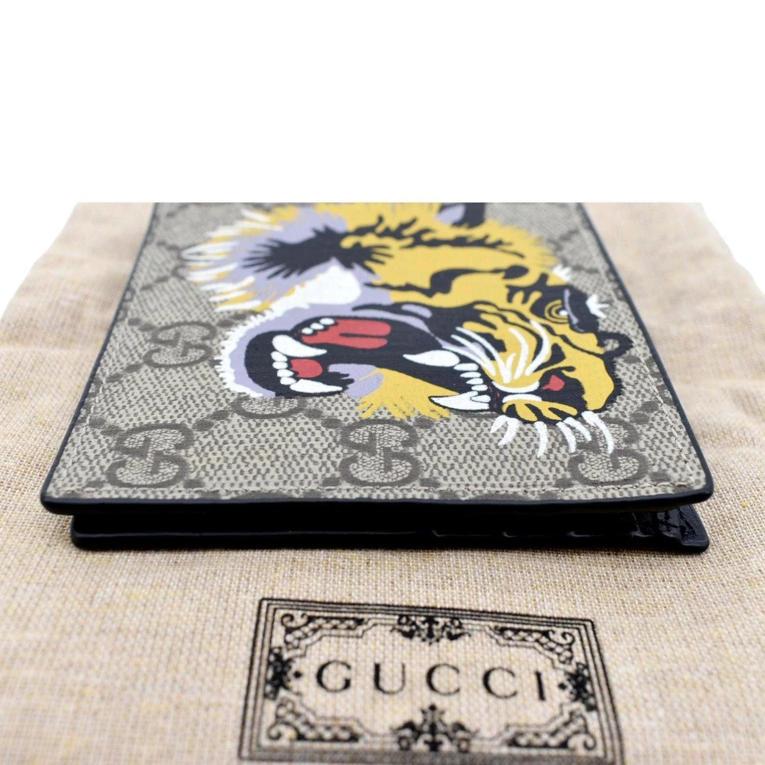 GUCCI Supreme Monogram Tiger Print Bifold Wallet Beige 451268 - Image 3
