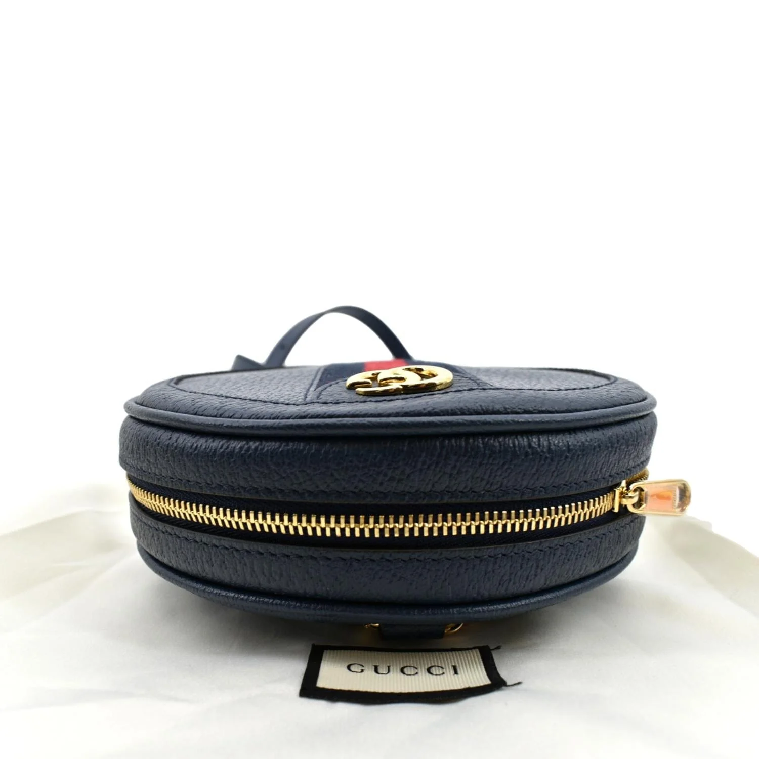 GUCCI Ophidia Mini GG Round Web Monogram Leather Backpack Bag Blue 598661 - Image 4