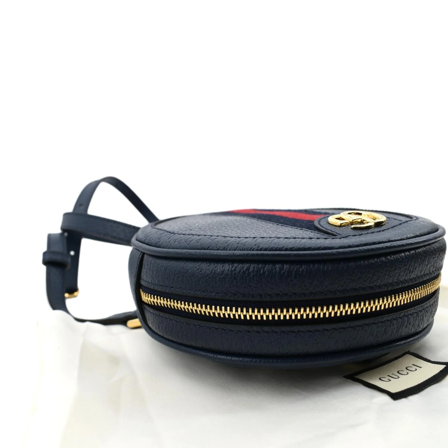 GUCCI Ophidia Mini GG Round Web Monogram Leather Backpack Bag Blue 598661 - Image 6