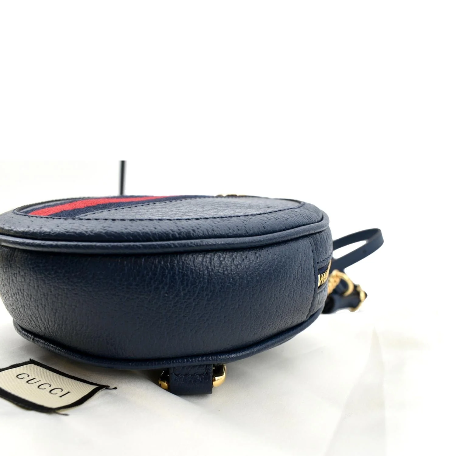 GUCCI Ophidia Mini GG Round Web Monogram Leather Backpack Bag Blue 598661 - Image 7