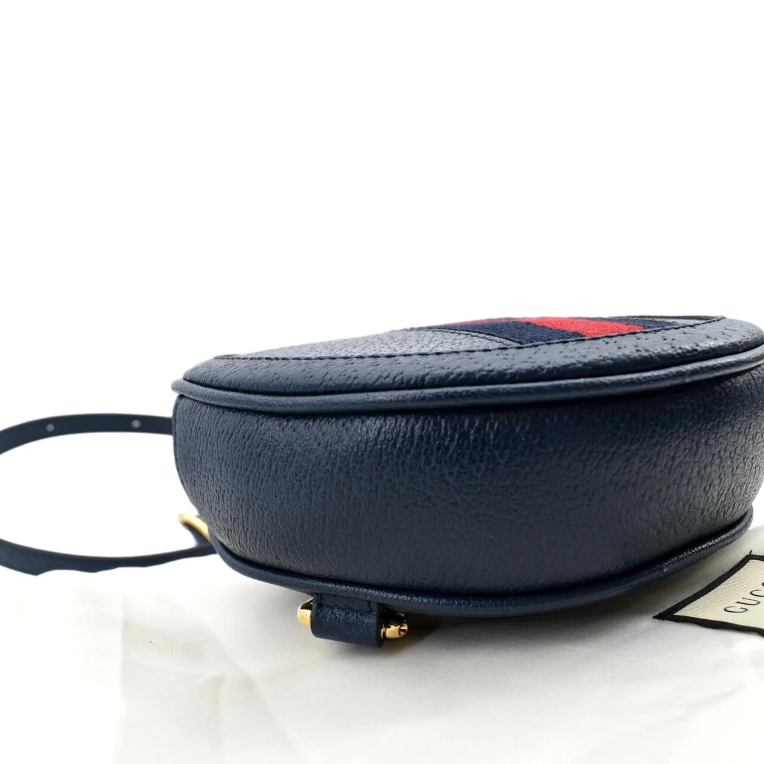 GUCCI Ophidia Mini GG Round Web Monogram Leather Backpack Bag Blue 598661 - Image 8