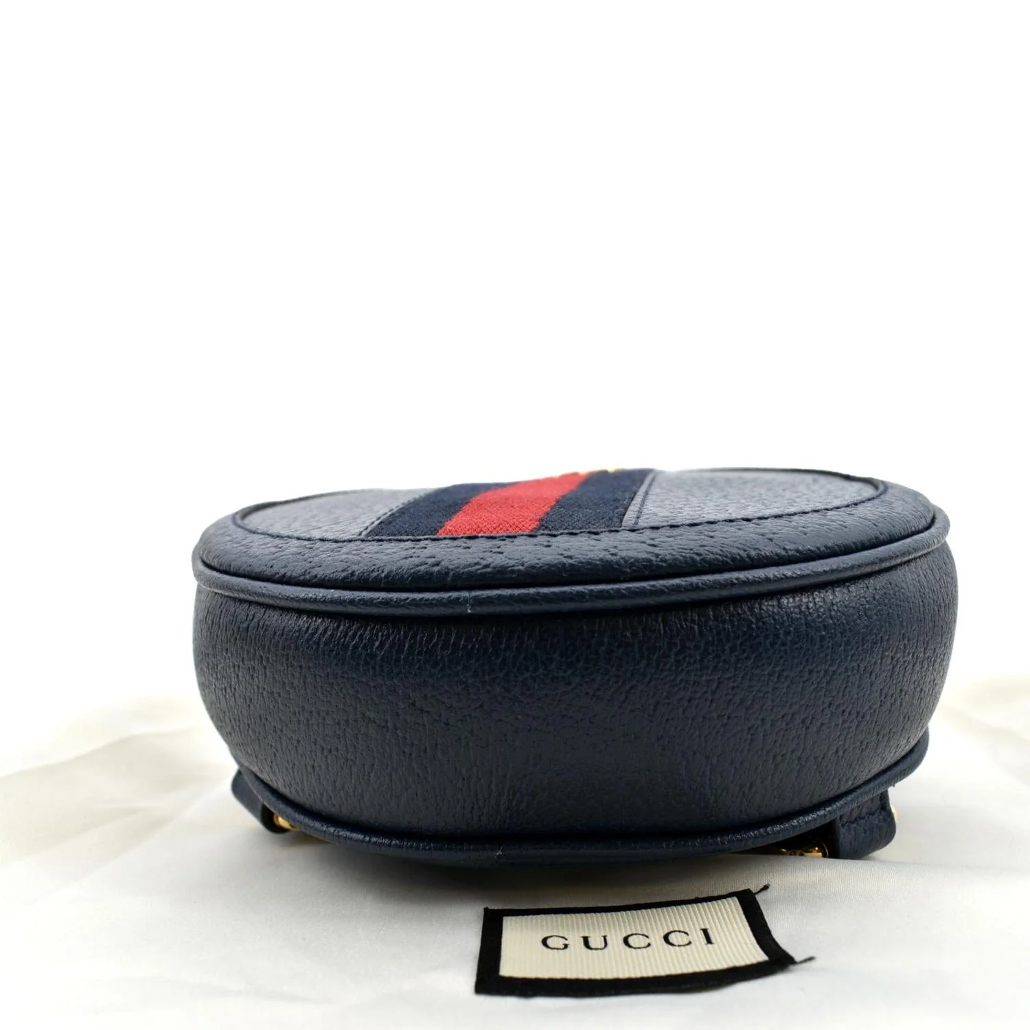 GUCCI Ophidia Mini GG Round Web Monogram Leather Backpack Bag Blue 598661 - Image 9