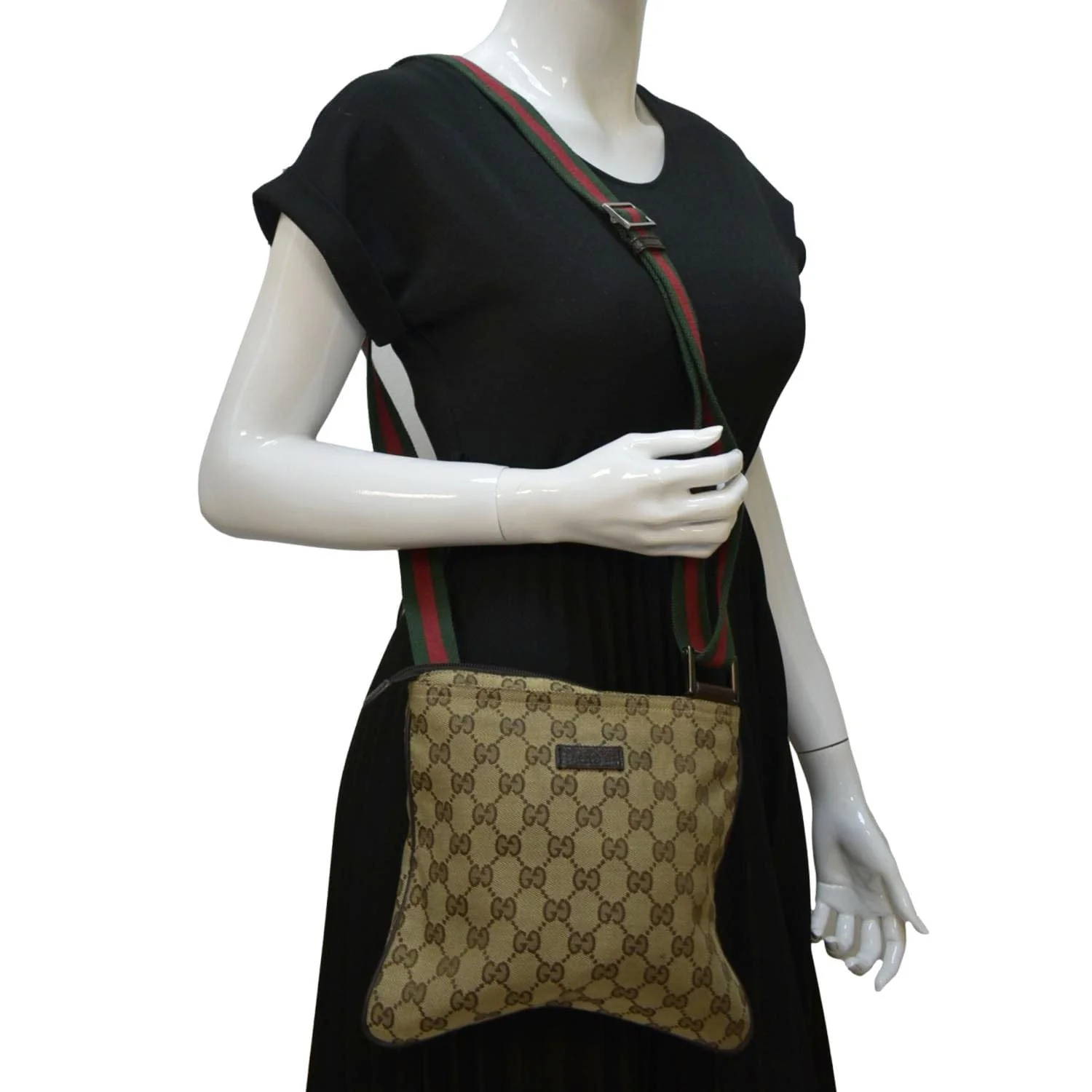 GUCCI GG Monogram Canvas Web Small Messenger Bag Beige 146309 - Image 2