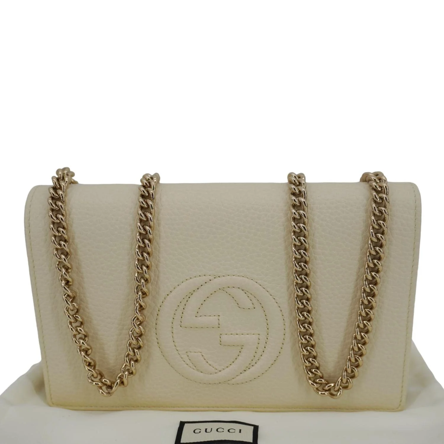 GUCCI Soho Leather Wallet On Chain Clutch Crossbody Bag Cream 598211 - Image 3