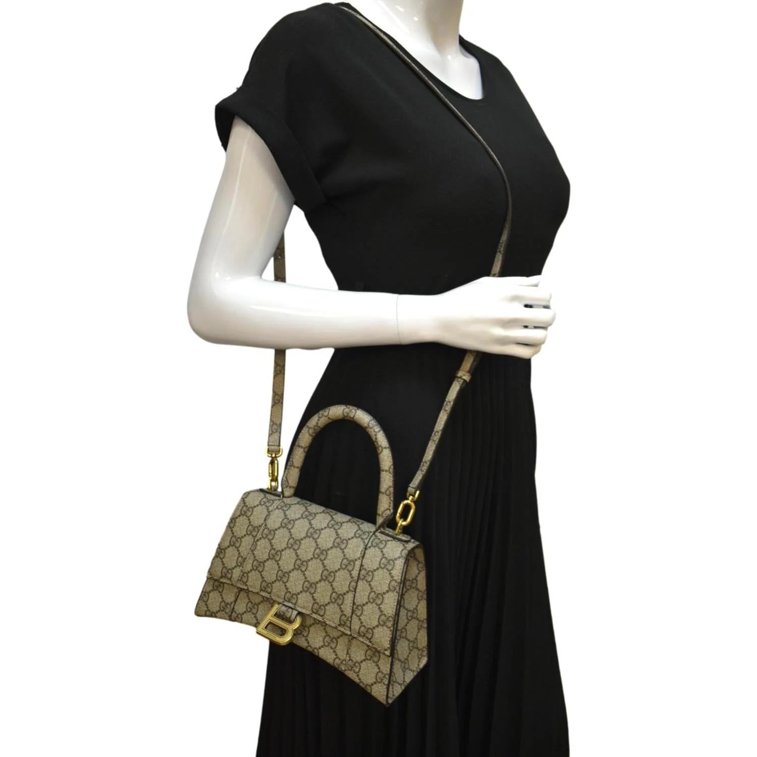 GUCCI x Balenciaga Hourglass GG Supreme Canvas Shoulder Bag Beige - Image 2