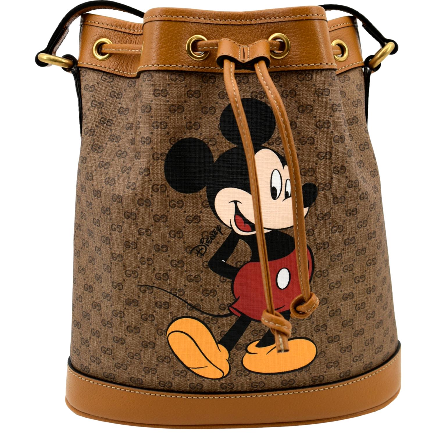 GUCCI X DISNEY Mini Vintage GG Supreme Monogram Bucket Bag Beige 602691