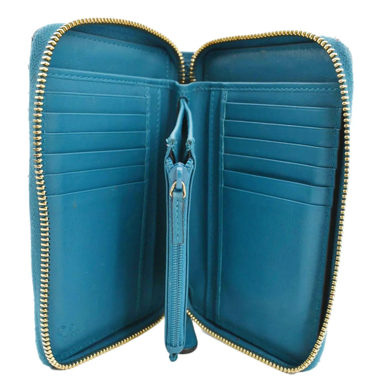 GUCCI Zip Around GG Embossed Leather Wallet Deep Cobalt - Image 9