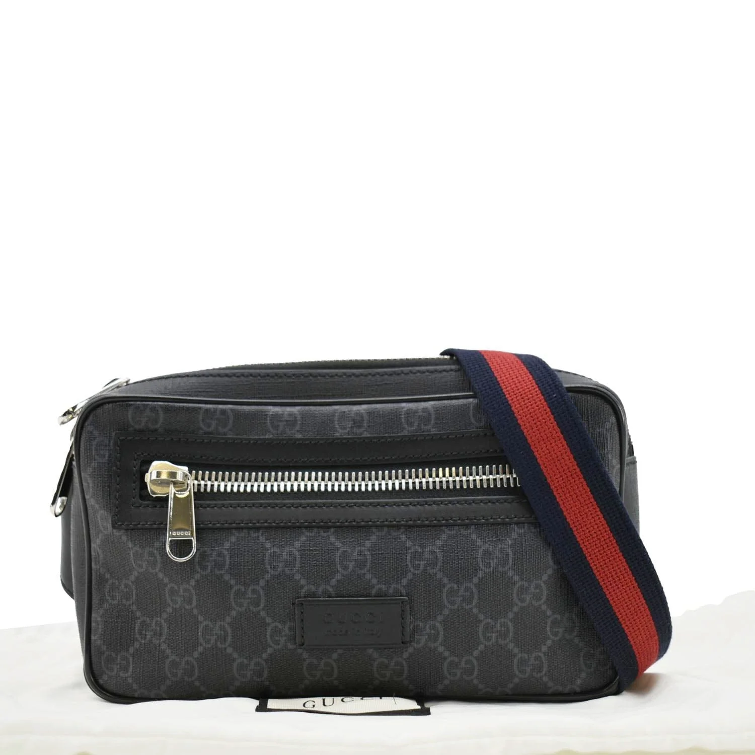 GUCCI GG Supreme Canvas Zip Belt Bag Black 474293 - Image 3