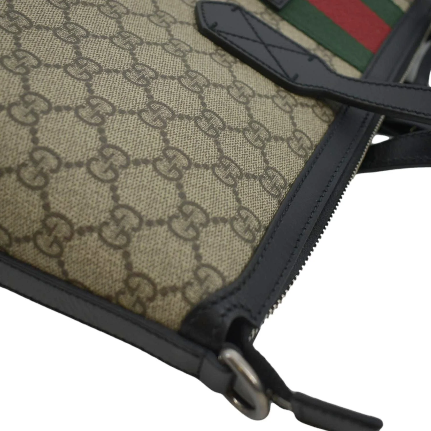GUCCI Zipper Web GG Supreme Canvas Tote Shoulder Bag Black 359261 - Image 5