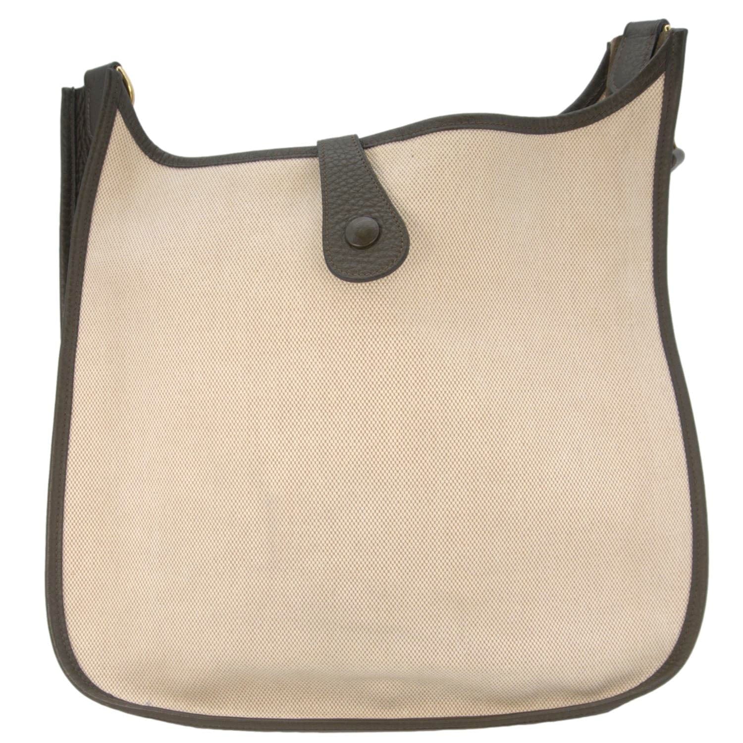 HERMES Evelyne PM Canvas Shoulder Bag Bicolor - Image 4