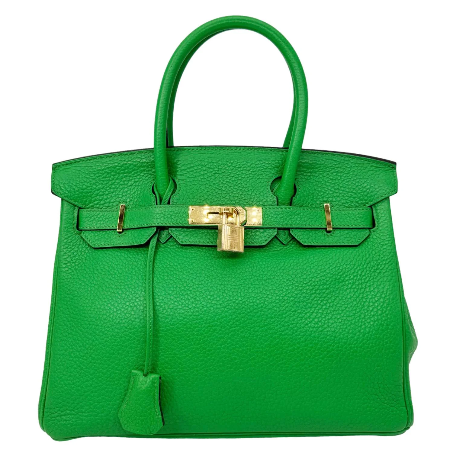 HERMES Birkin 30 Togo Leather Tote Bag Green - Image 4