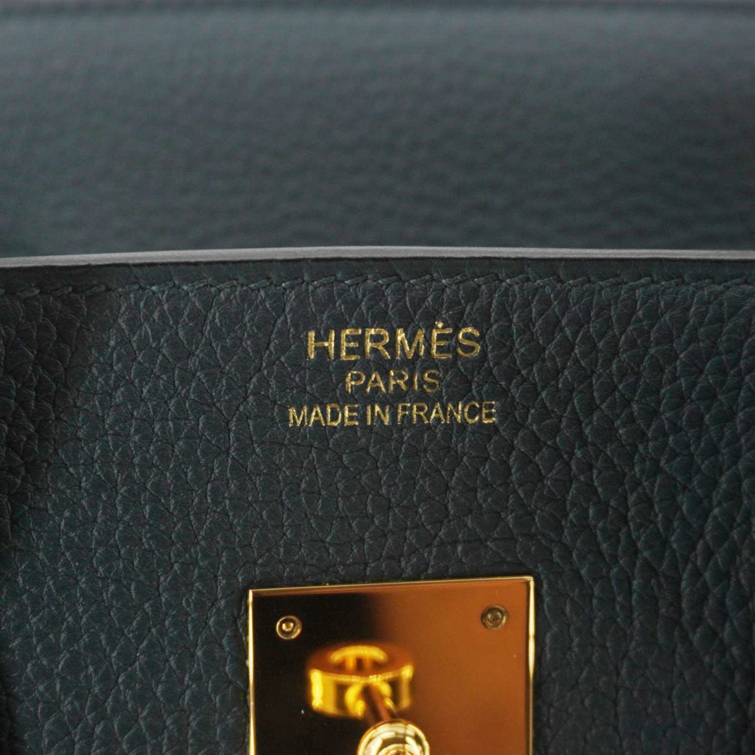 HERMES Birkin 35 Togo Leather Tote Bag Vert Cypress - Image 16