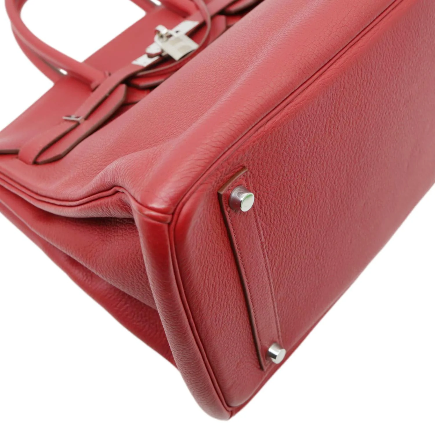 HERMES Birkin 35 Togo Leather Tote Bag Red - Image 7