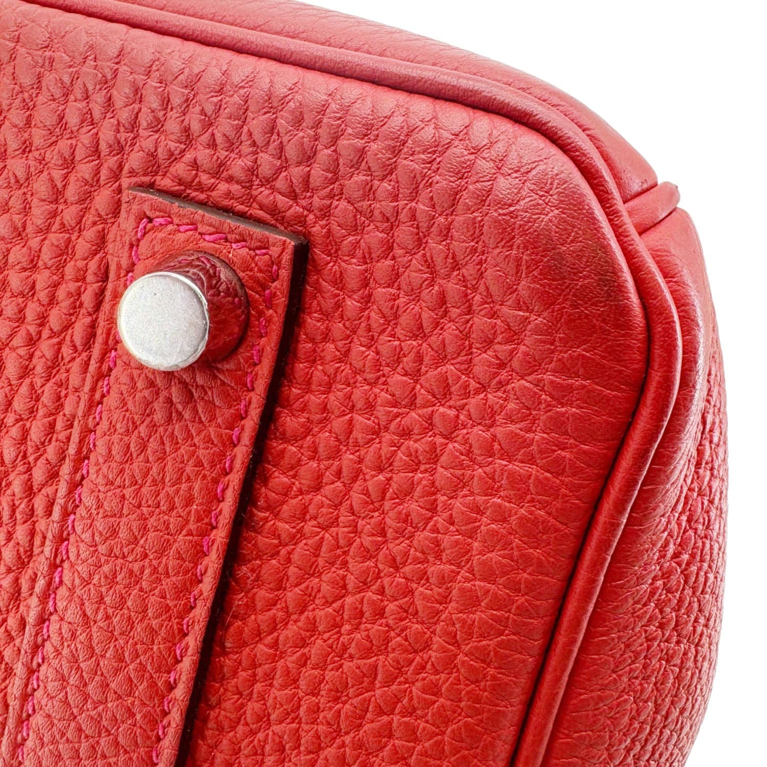 HERMES Birkin 35 Clemence Leather Satchel Bag Orange - Image 11