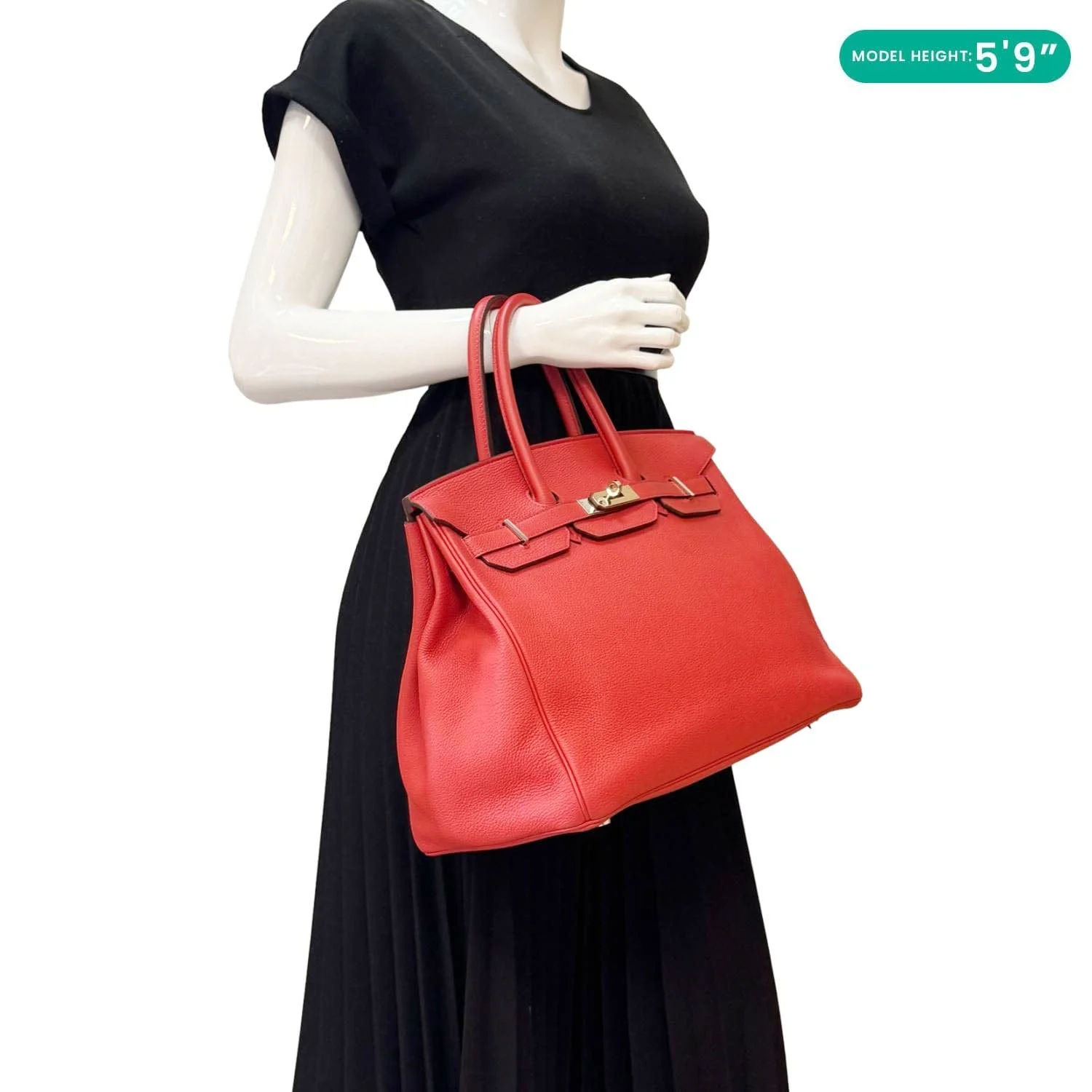 HERMES Birkin 35 Clemence Leather Satchel Bag Orange - Image 2