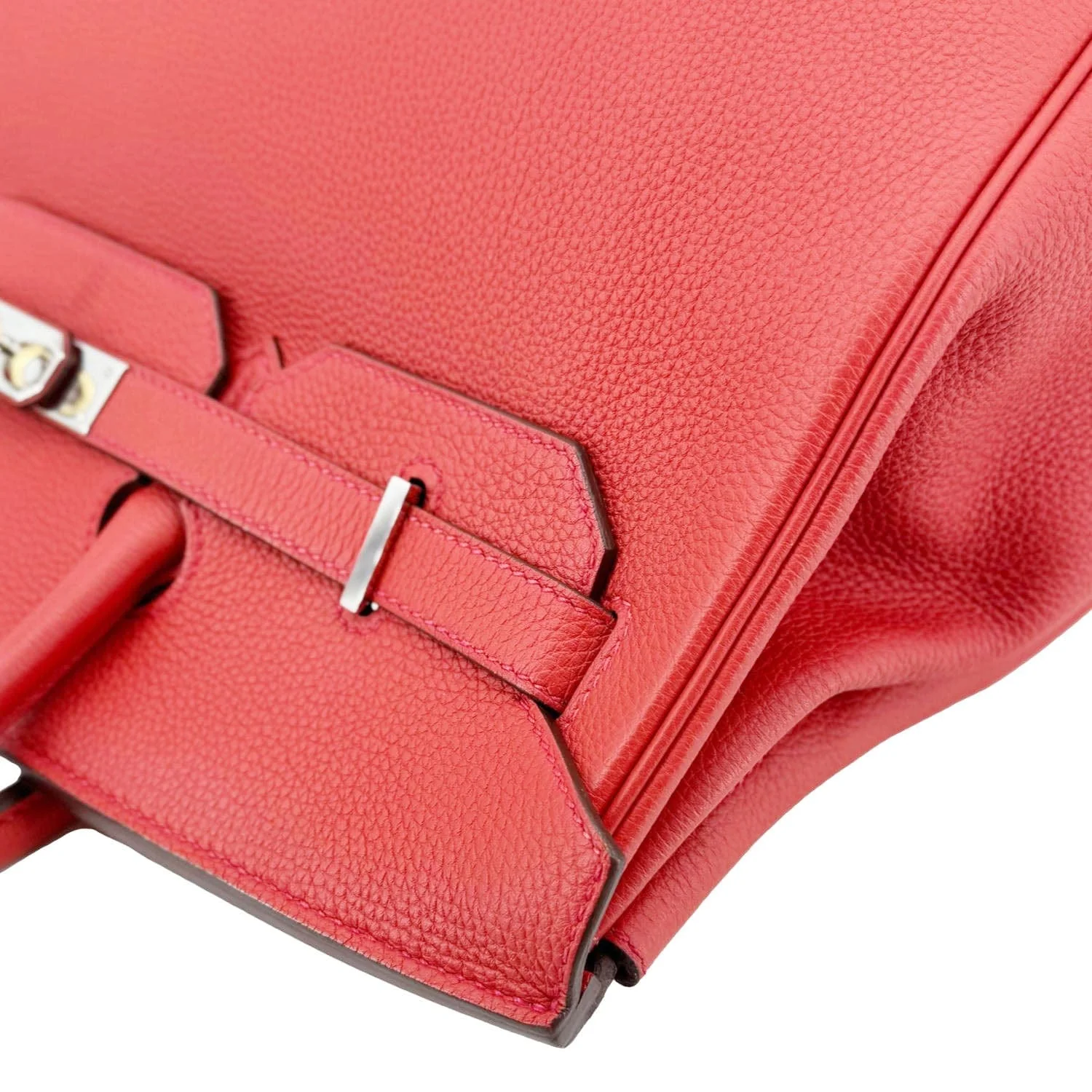 HERMES Birkin 35 Clemence Leather Satchel Bag Orange - Image 7